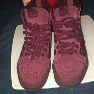 Burgundy Velvet Vans SK8 HI Size 9